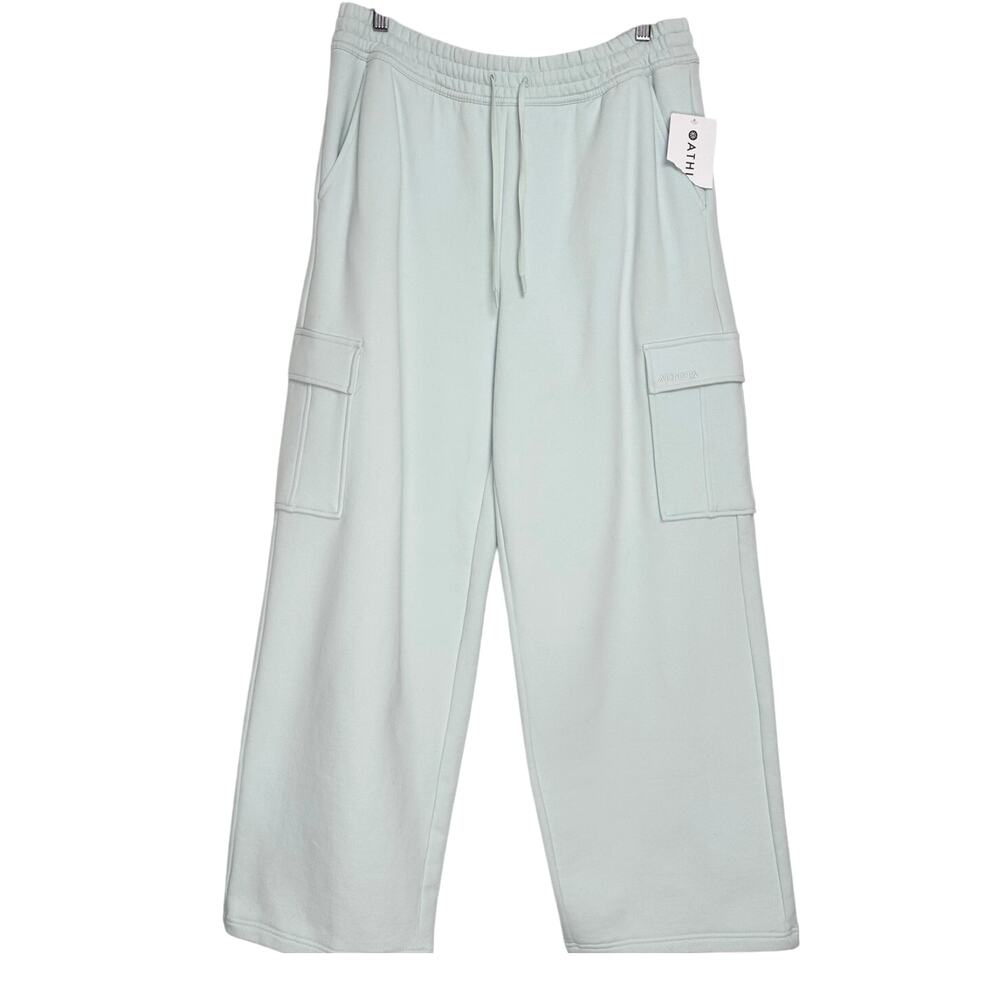 NWT Athleta Easy Fleece Wide Leg Cargo Pant‎ Glacier L